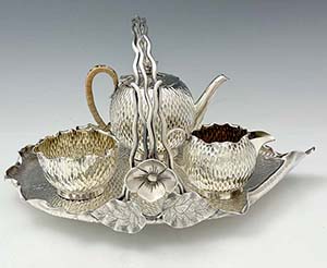 James Dixon silver plated teaset on tray